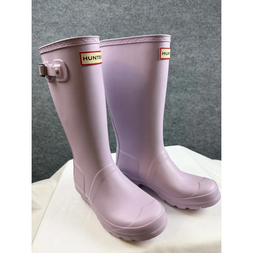 Hunter Orig Tall Rain Boots Lavender Pastel Purple Waterproof Girls Sz 2 Lit Kid